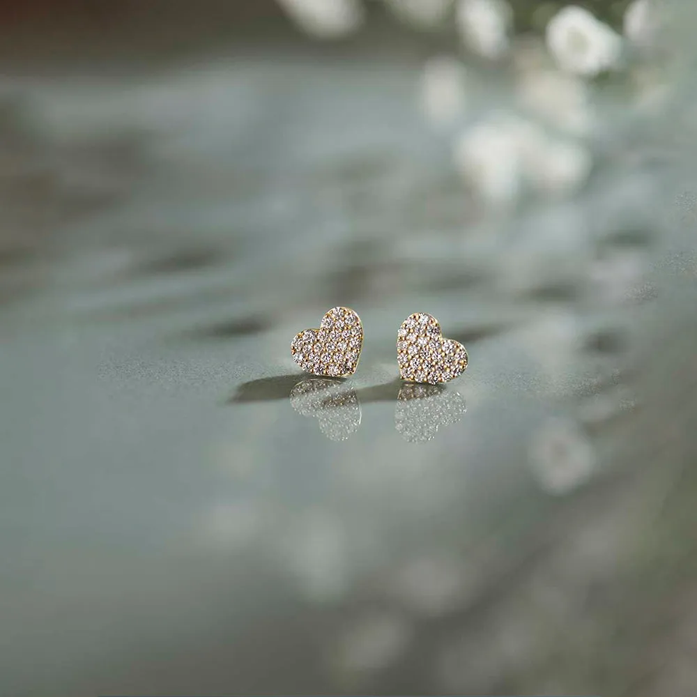 Heart Pave Diamond Earrings