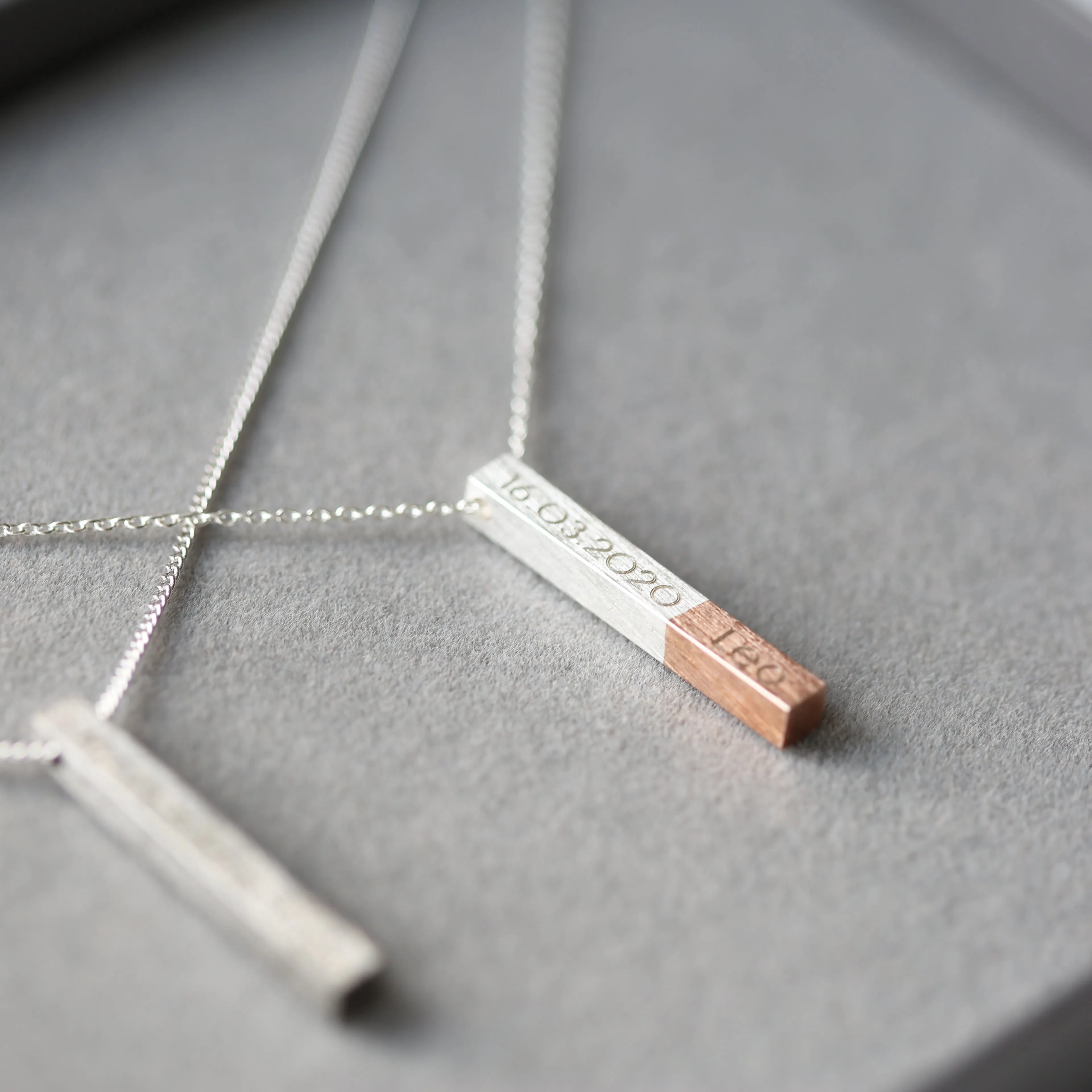 His & Hers Engraved Brushed Necklaces