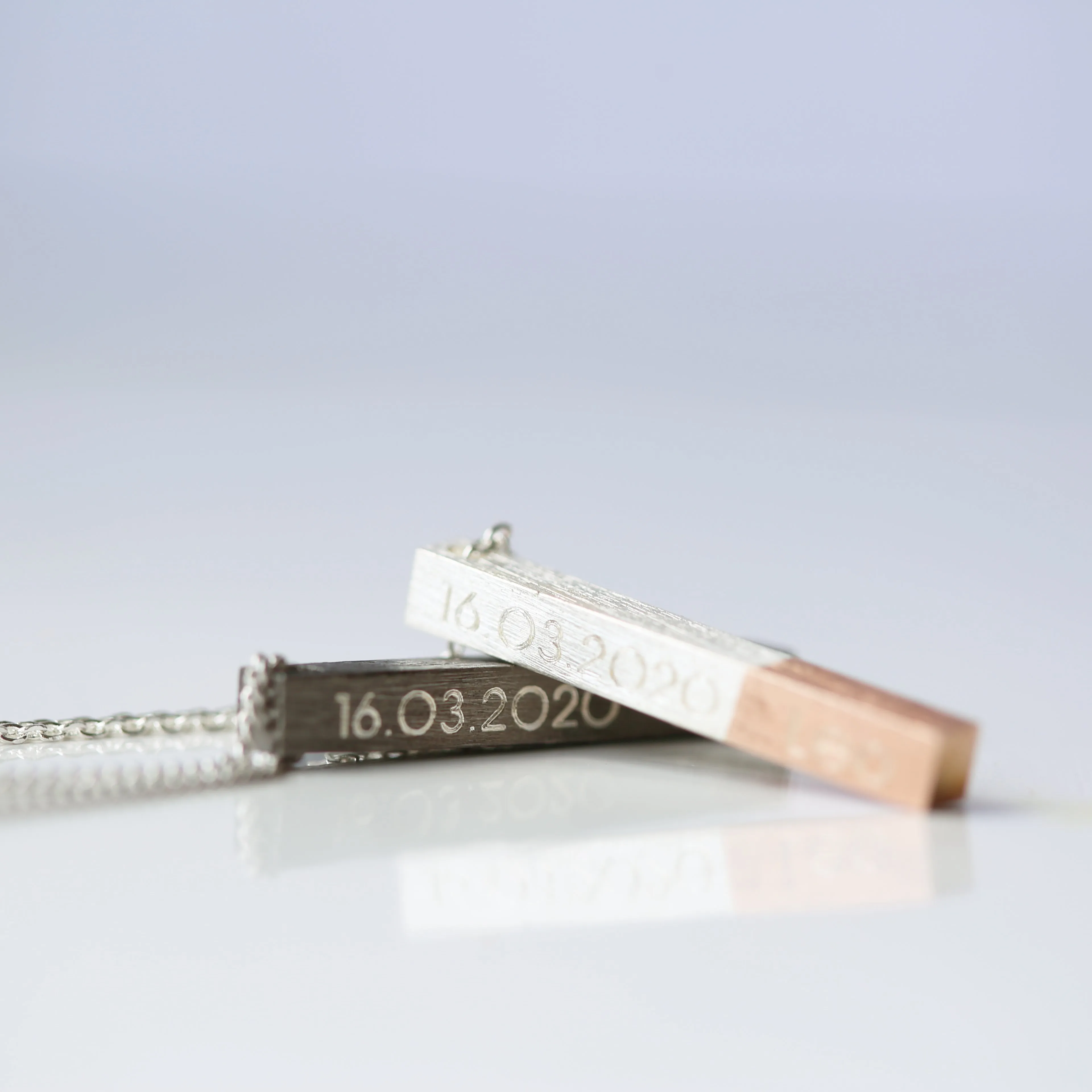 His & Hers Engraved Brushed Necklaces