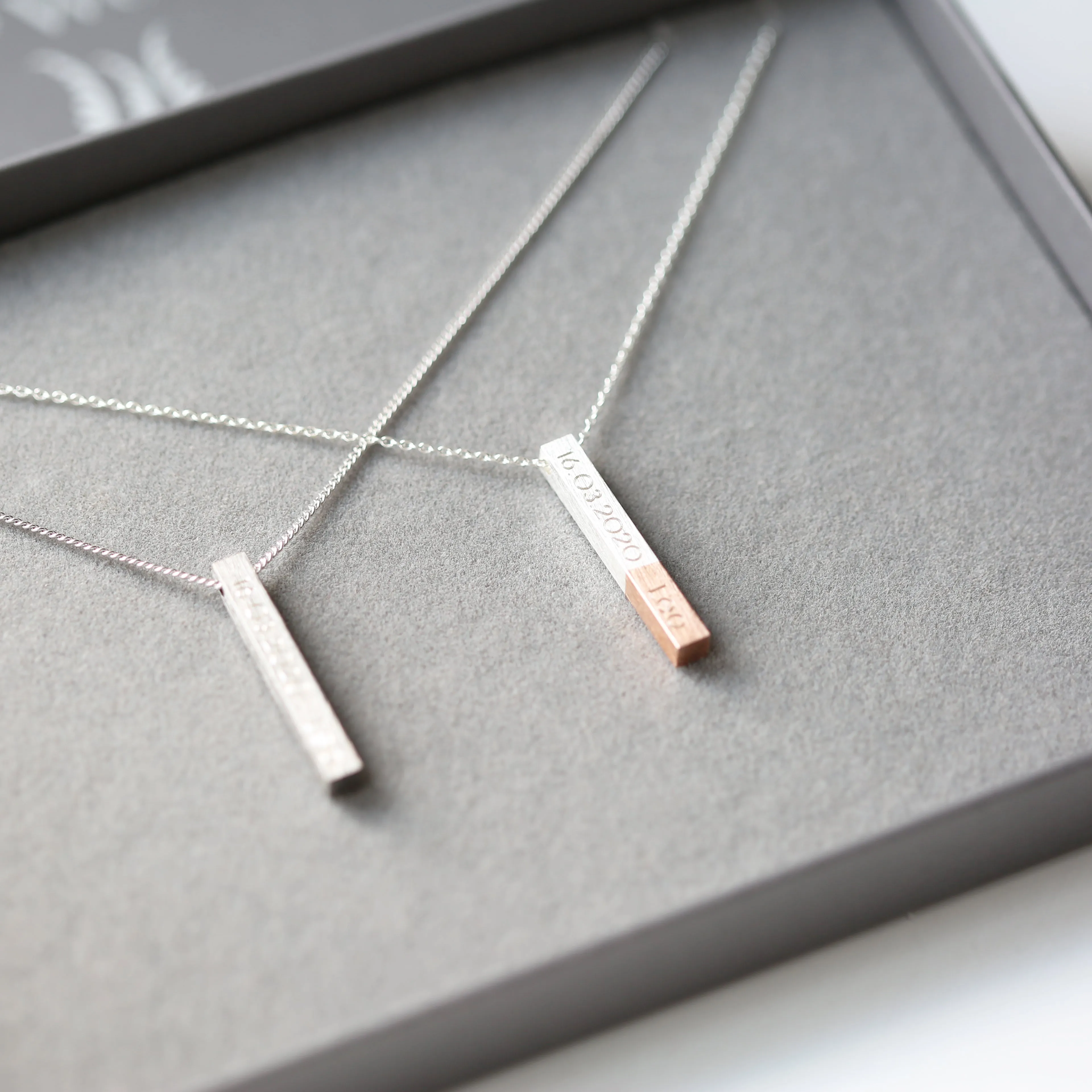 His & Hers Engraved Brushed Necklaces