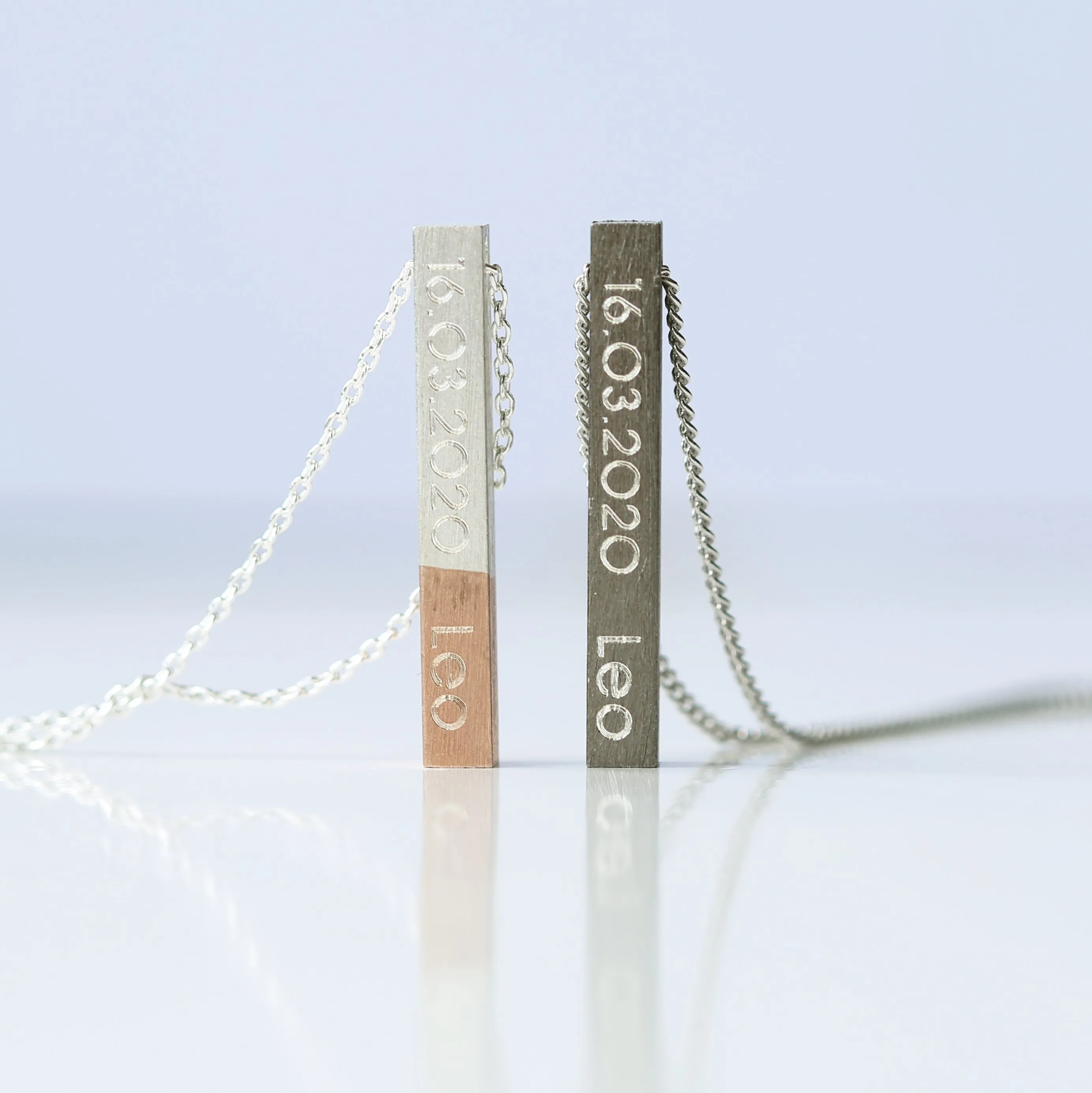 His & Hers Engraved Brushed Necklaces