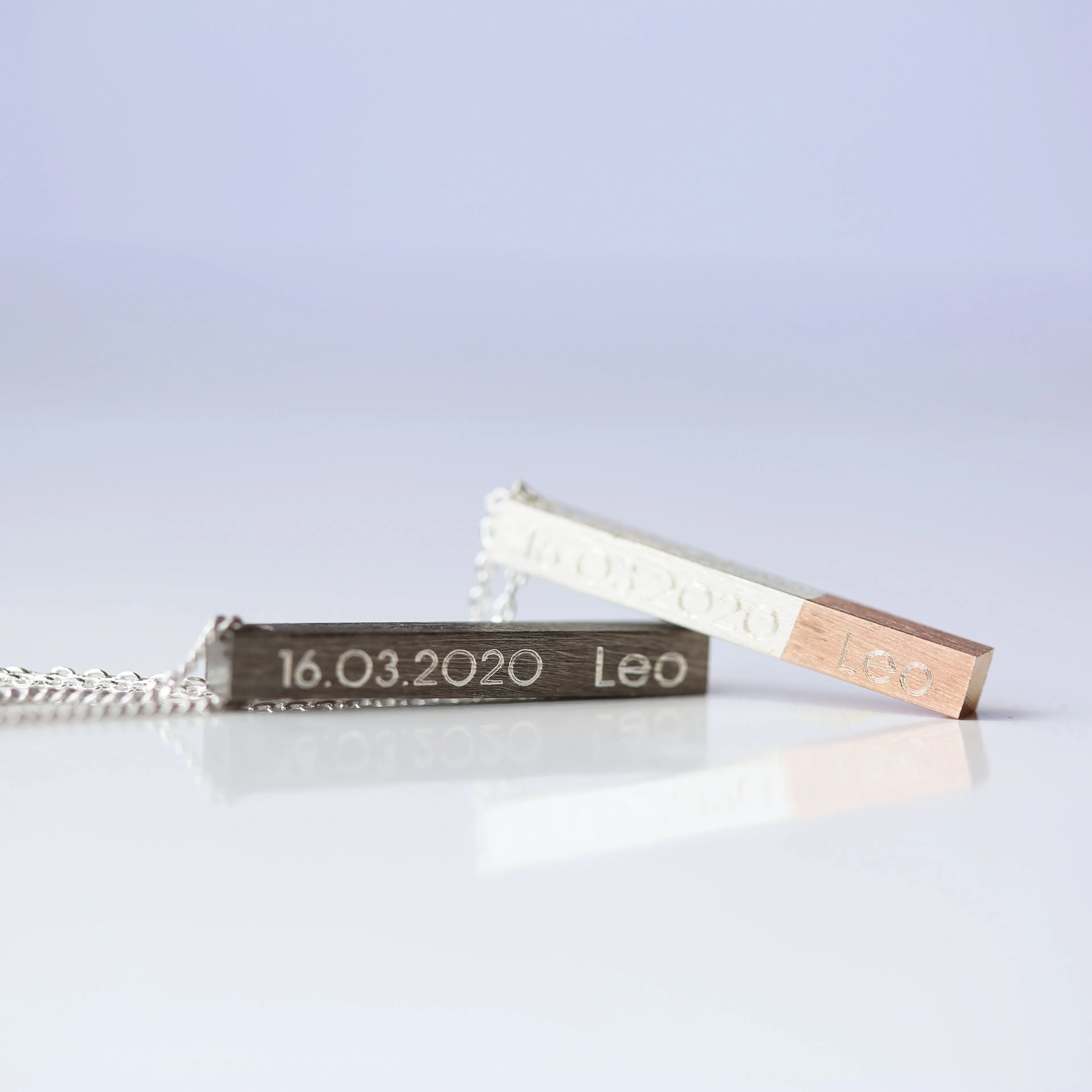 His & Hers Engraved Brushed Necklaces