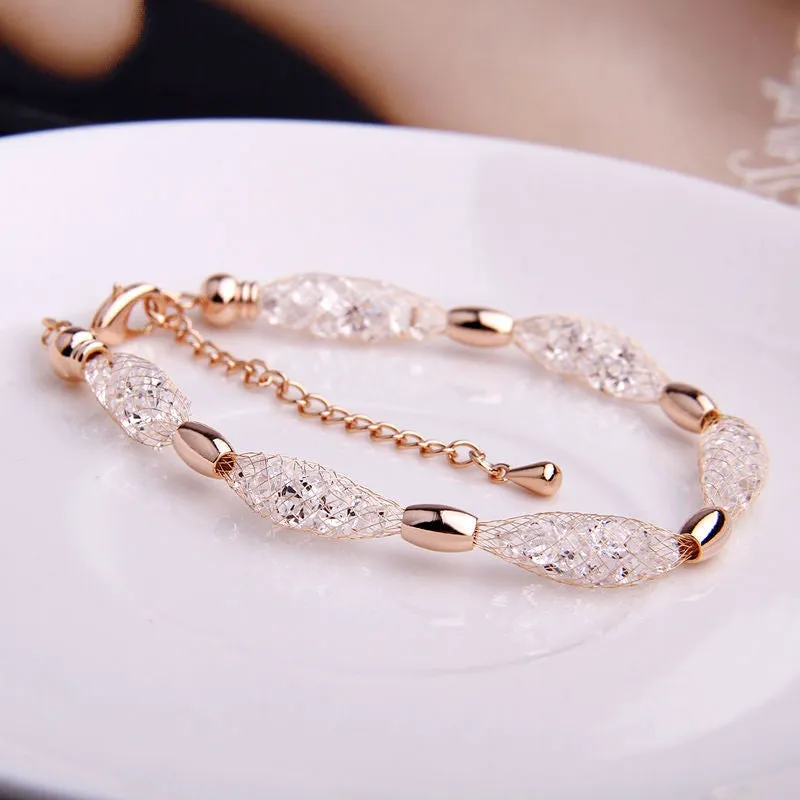 Hot Sell 18K Rose Gold Plated Crystal Chain Bracelet for Women Luxury High Quality Jewelry