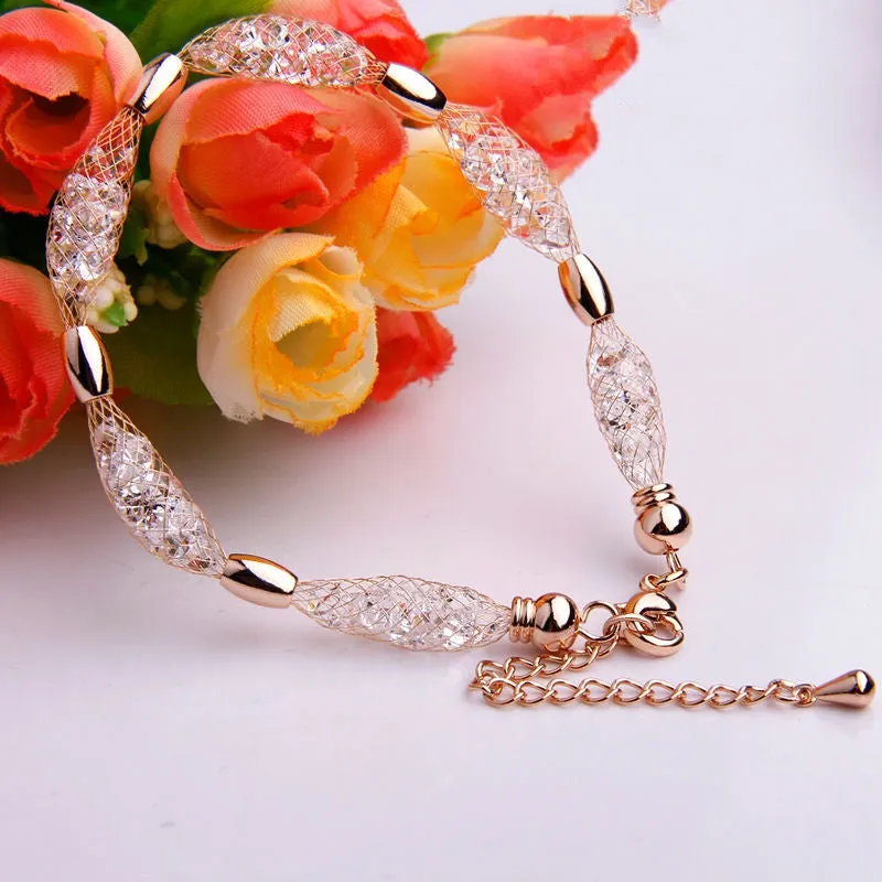 Hot Sell 18K Rose Gold Plated Crystal Chain Bracelet for Women Luxury High Quality Jewelry