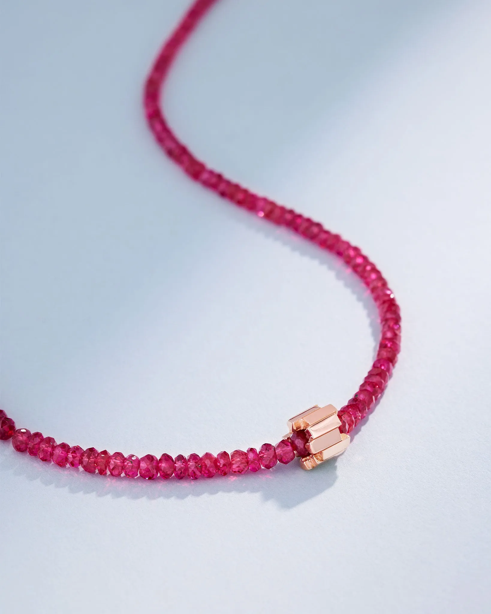 Infinite Beaded Red Spinel & Mini Golden Rondelle Necklace