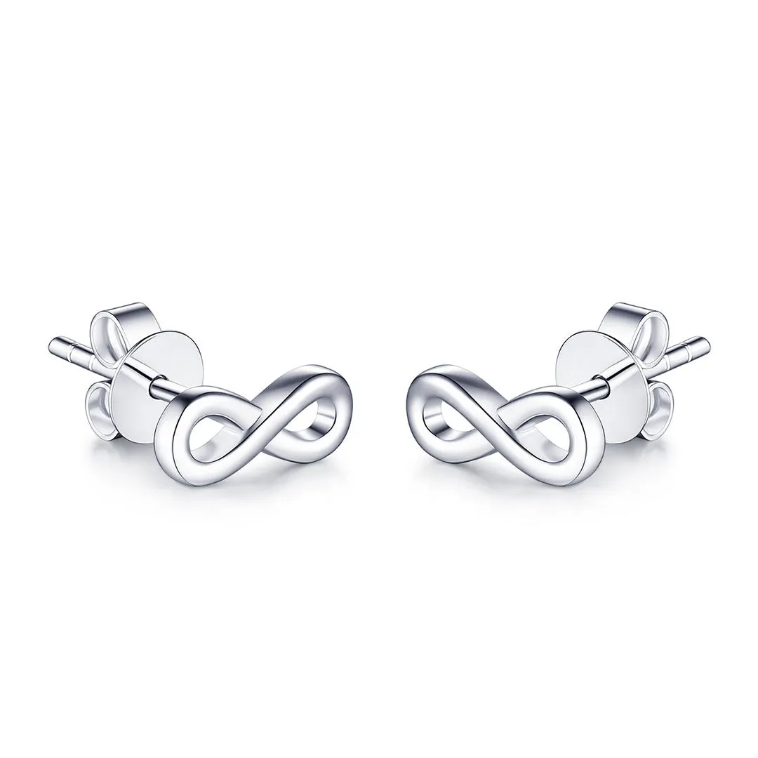 Infinity Earrings in 18K White Gold Studs