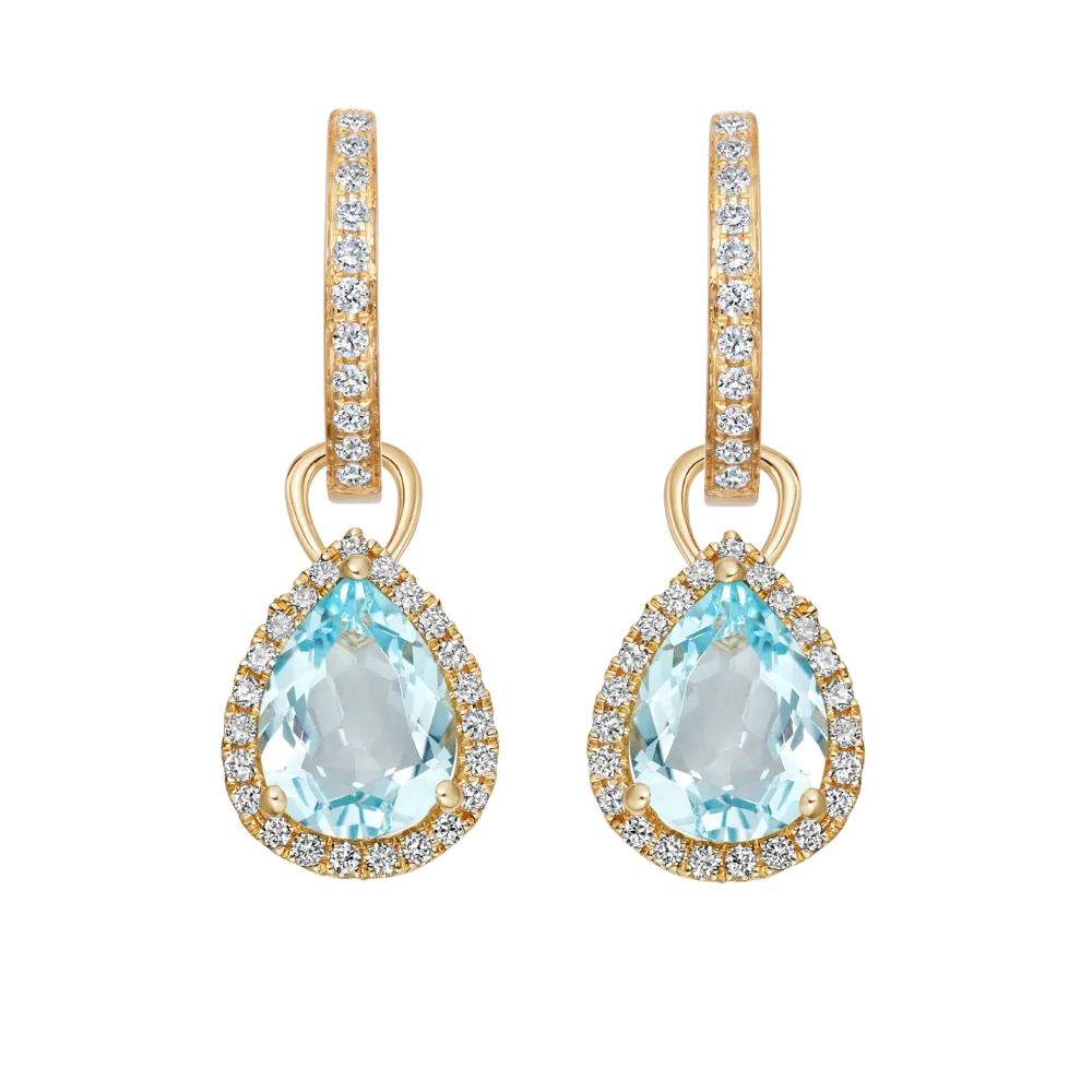 Kiki McDonough Grace Pear Blue Topaz and Diamond Earrings