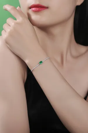 Lab-Grown Emerald Tennis Bracelet with Platinum-Plated Sterling Silver