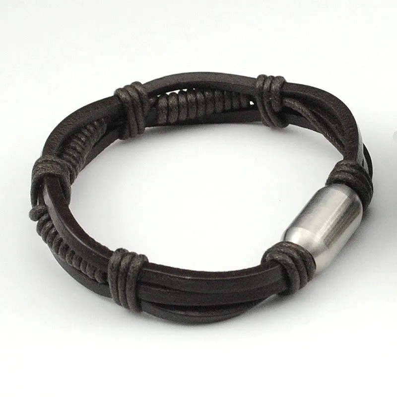 Leather Bracelet Wrap Bracelet Bracelet Men Wristband Rope Chain Handmade Jewelry