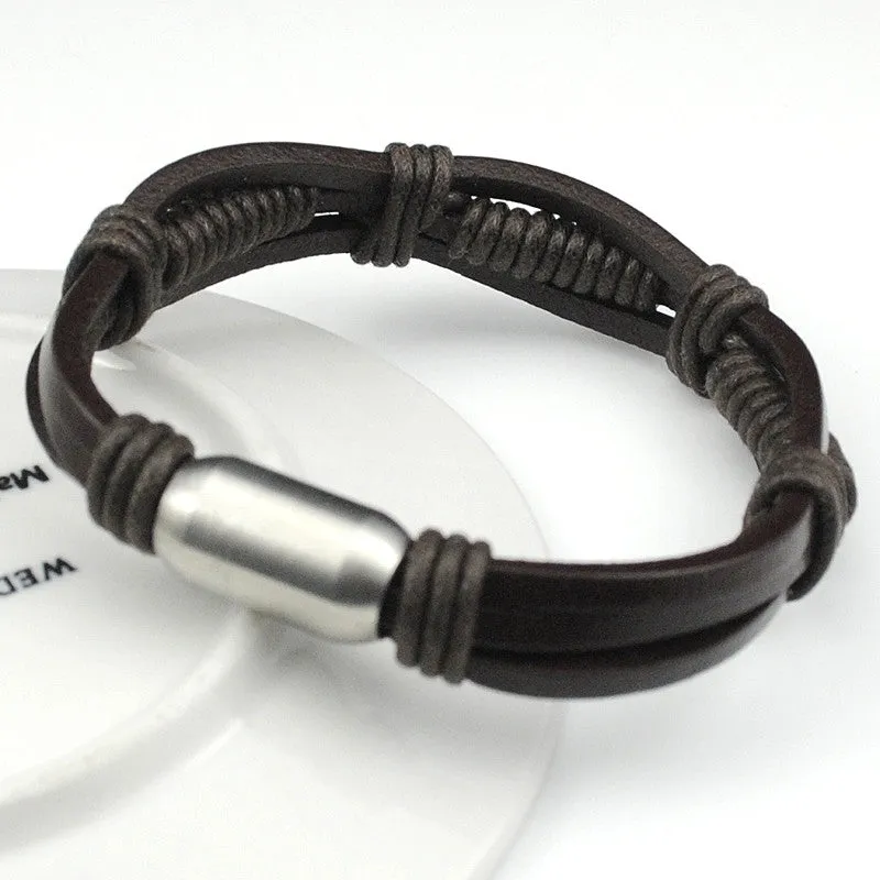 Leather Bracelet Wrap Bracelet Bracelet Men Wristband Rope Chain Handmade Jewelry