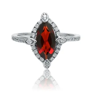 Luxurious Natural Garnet s925 Silver Inlaided Ring for Women