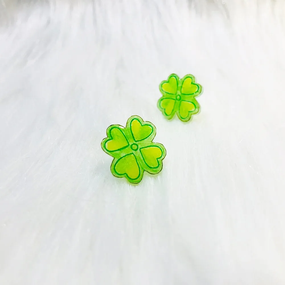 Magik "Lucky Clover" Shrinky Dink Stylish Ear Stud