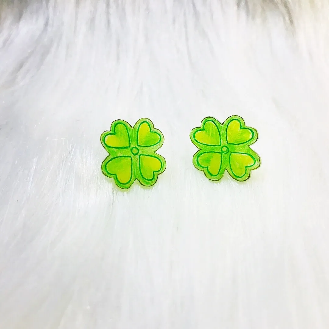 Magik "Lucky Clover" Shrinky Dink Stylish Ear Stud