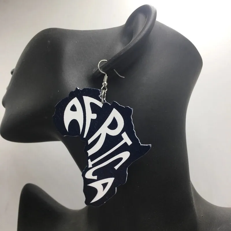 Mandela Africa Wooden Earrings