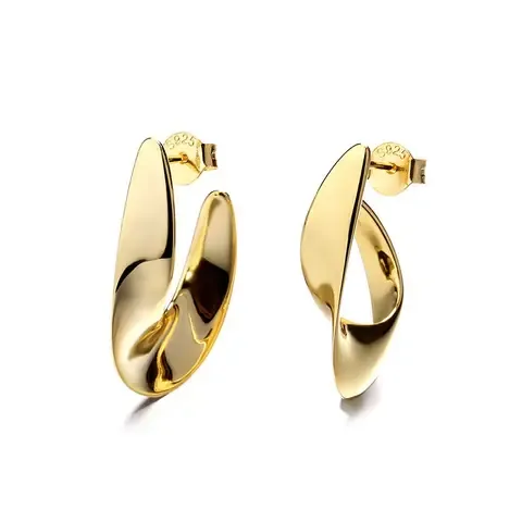 MCLuxe - 18k Gold Plated Twist Design Earrings