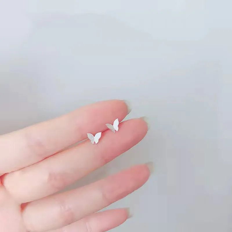 Mini Butterfly Silver Studs Earrings for Women