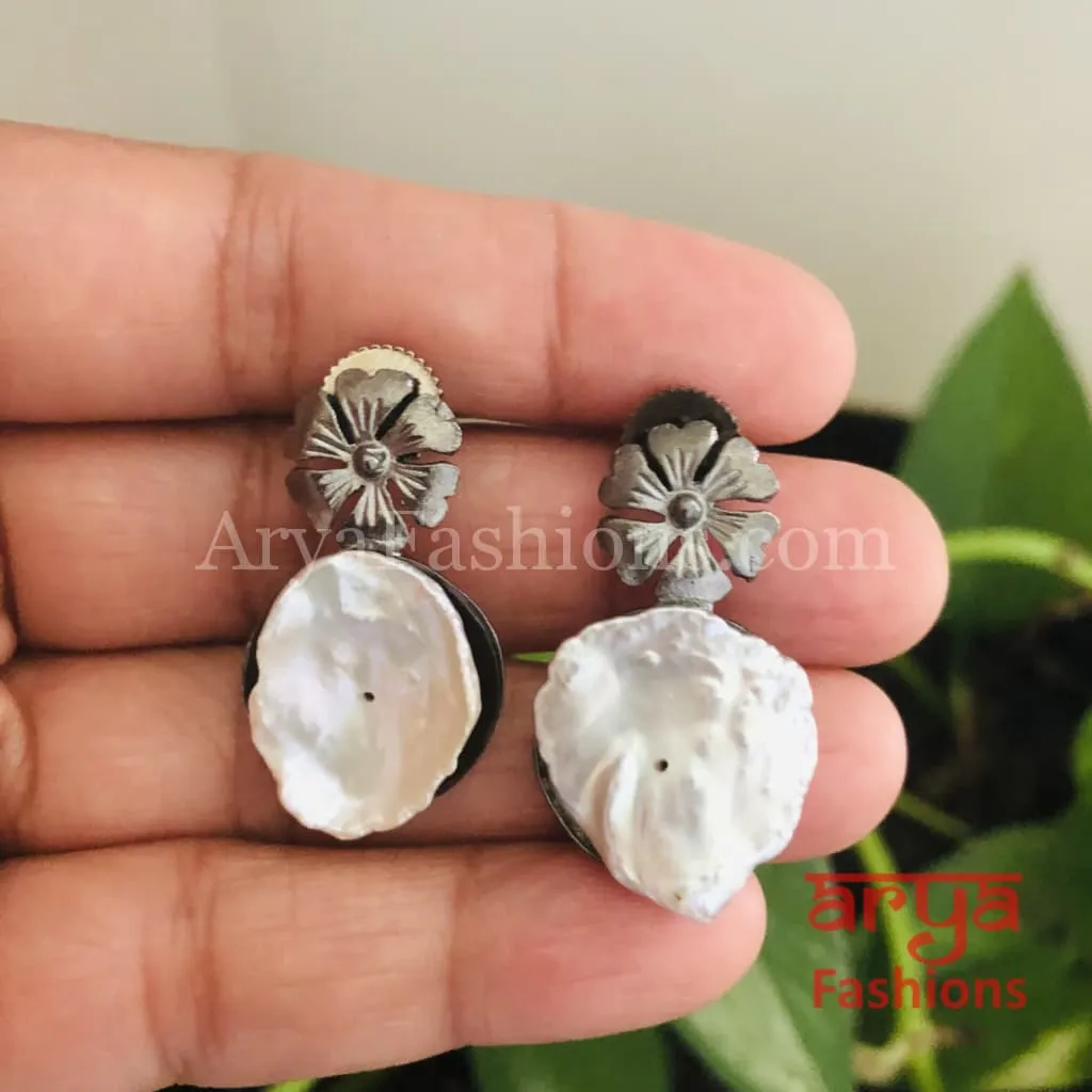 Misha Mother of Pearl Fusion Small Earrings