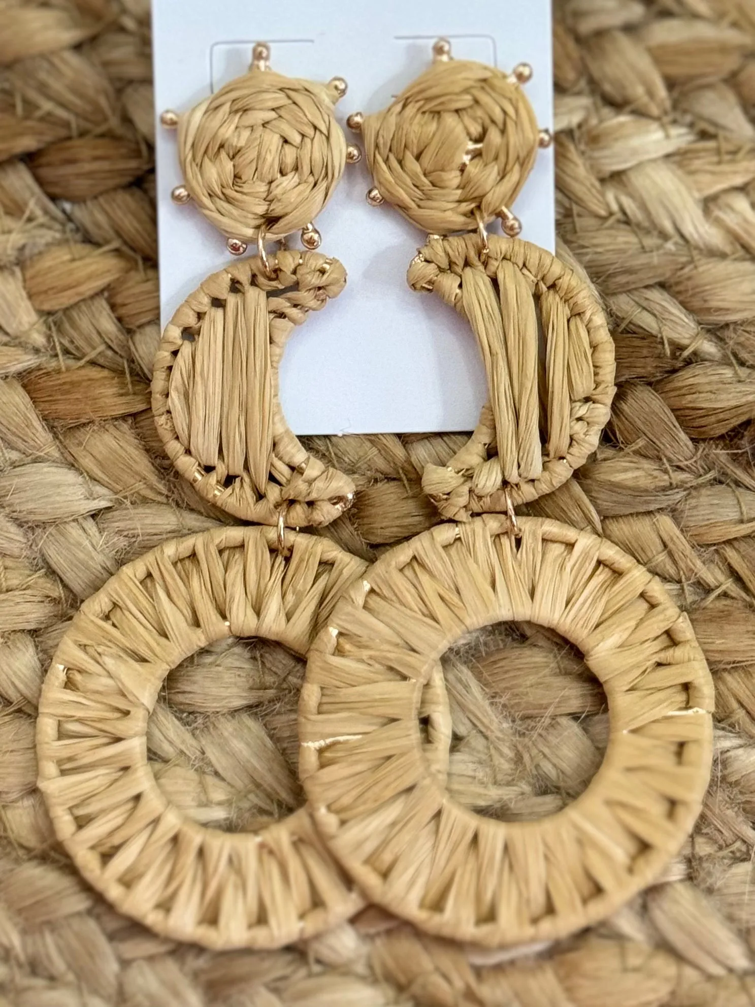 Moon   Circle Raffia Earrings