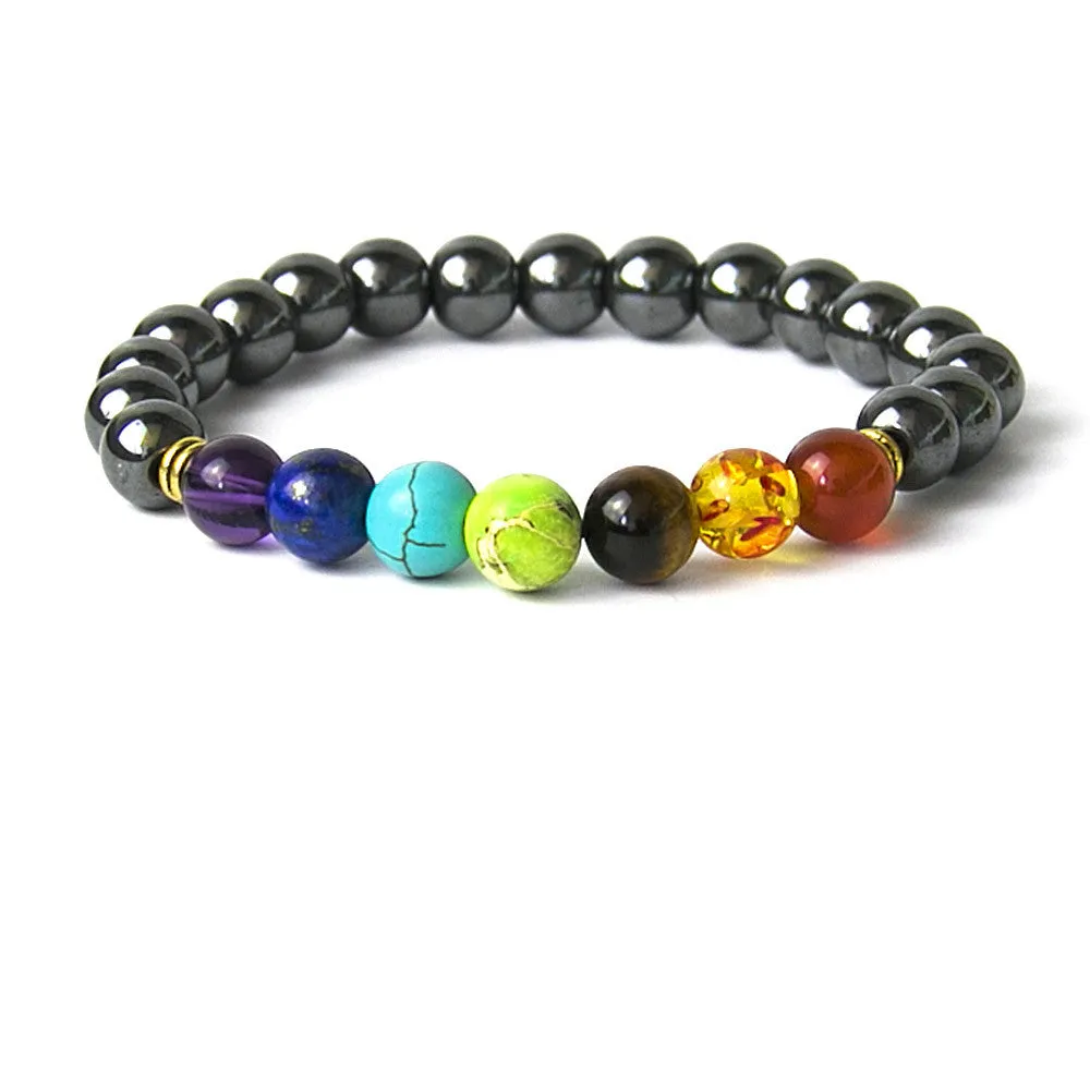 Muti-color Mens Bracelets Black Lava 7 Chakra Healing Balance Beads Bracelet For Women Reiki Prayer Yoga Bracelet Stones