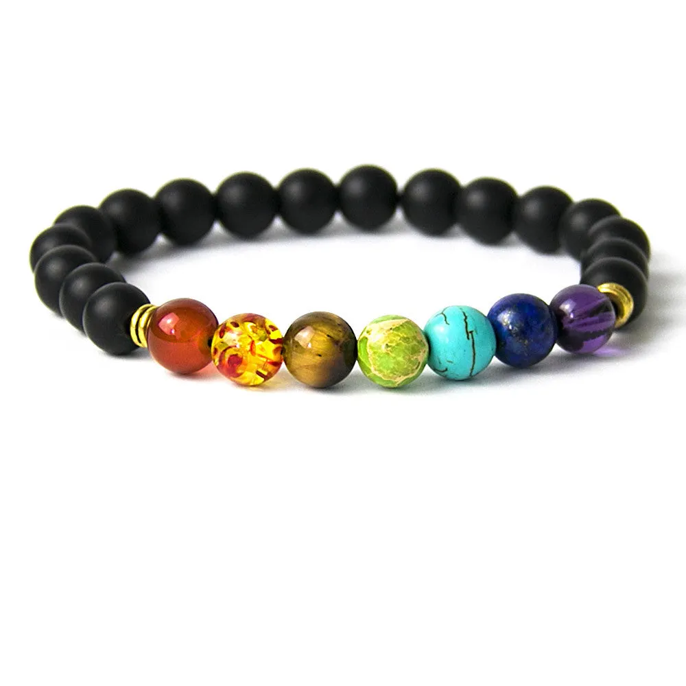 Muti-color Mens Bracelets Black Lava 7 Chakra Healing Balance Beads Bracelet For Women Reiki Prayer Yoga Bracelet Stones