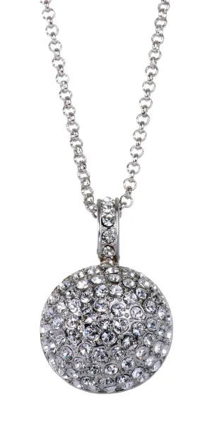 N7196 Rhodium Swarovski Half Ball Pendant Necklace Crystal