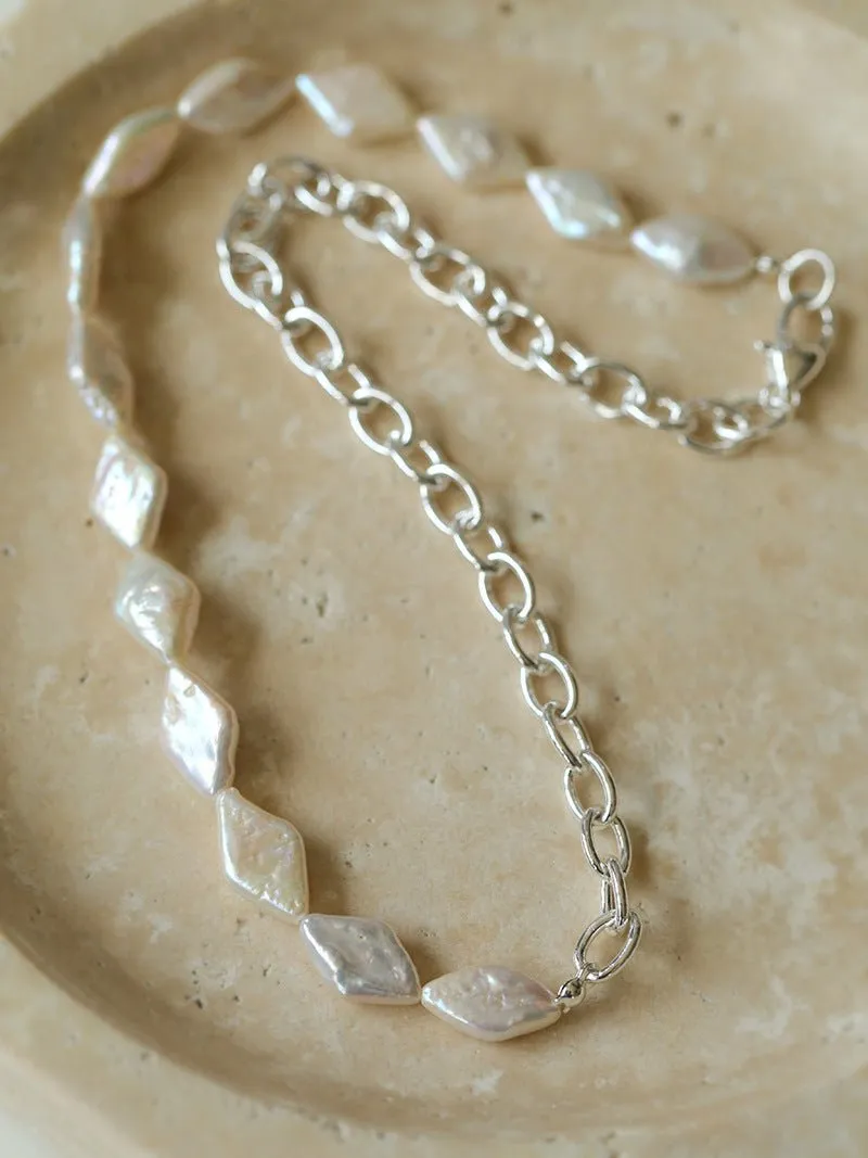 Natural Baroque Pearl Spliced Chain Necklace