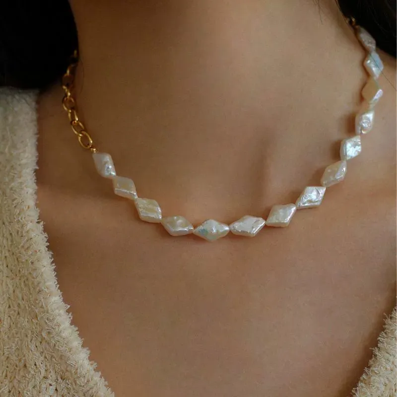 Natural Baroque Pearl Spliced Chain Necklace