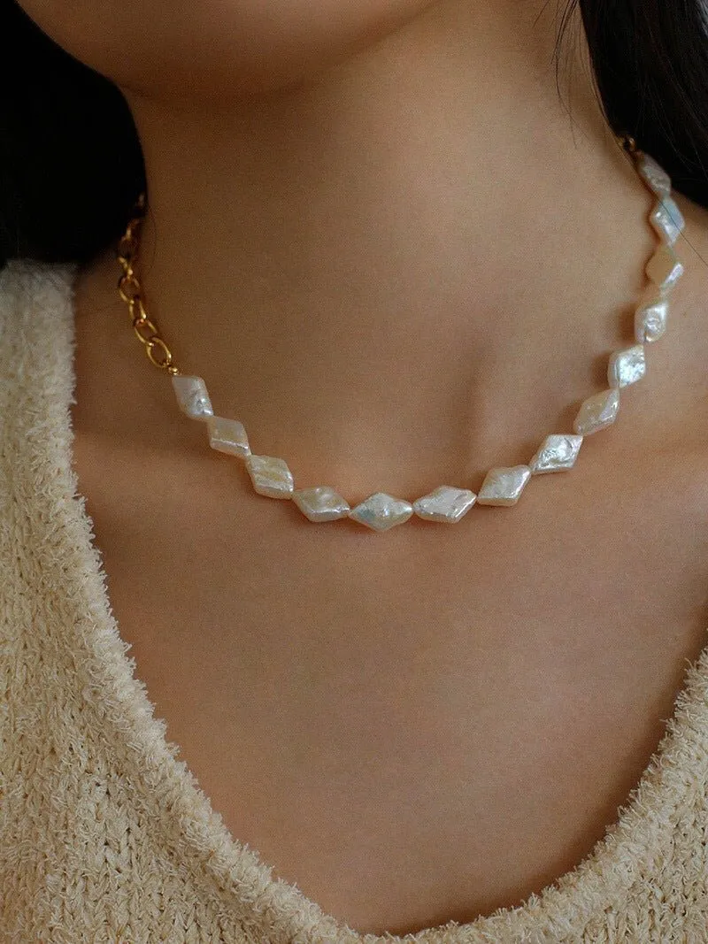 Natural Baroque Pearl Spliced Chain Necklace