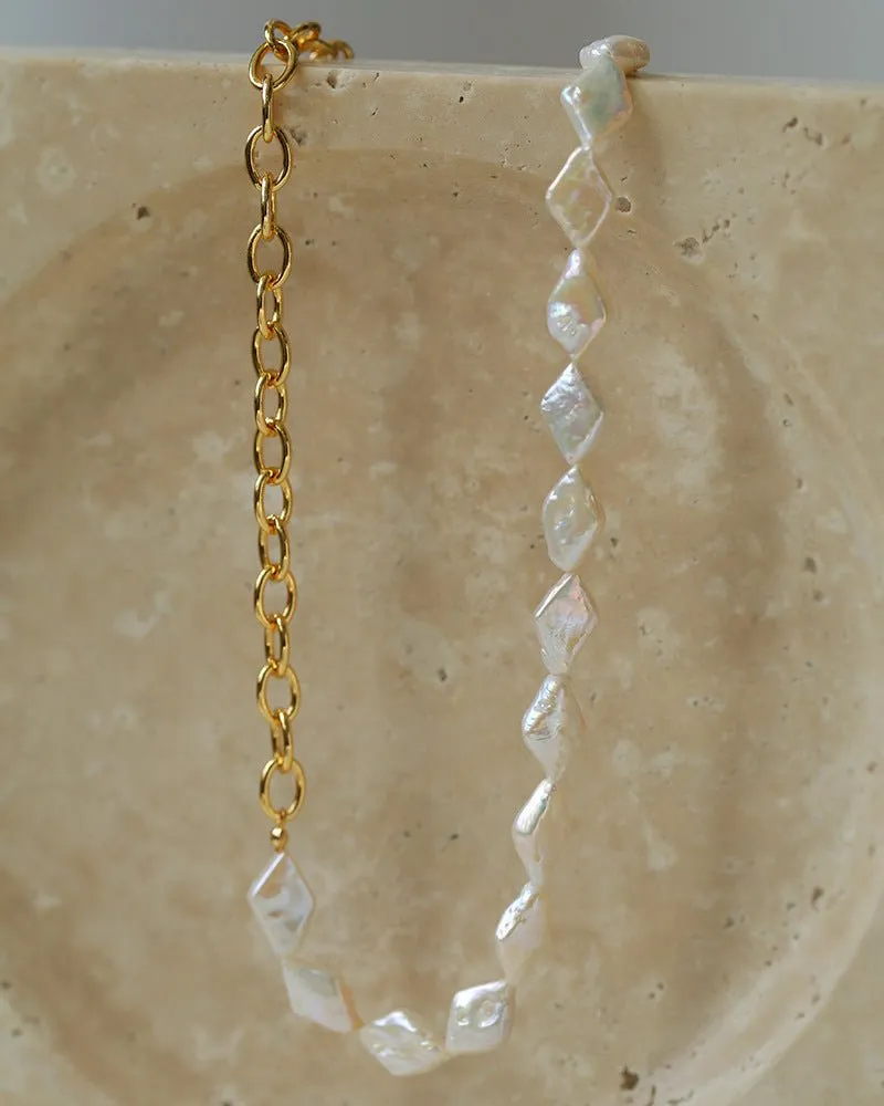 Natural Baroque Pearl Spliced Chain Necklace