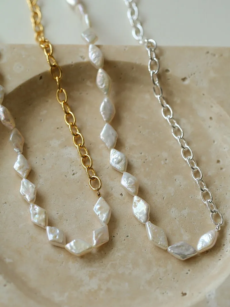 Natural Baroque Pearl Spliced Chain Necklace