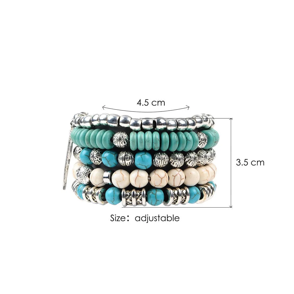 New buddha beads 5pcs set bracelets boho turquoise bracelet set for statement women jewelry party gift