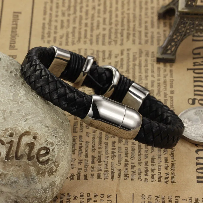 New fashion fine jewelry hot sale men's bracelets genuine leather bracelet vintage creative accessories