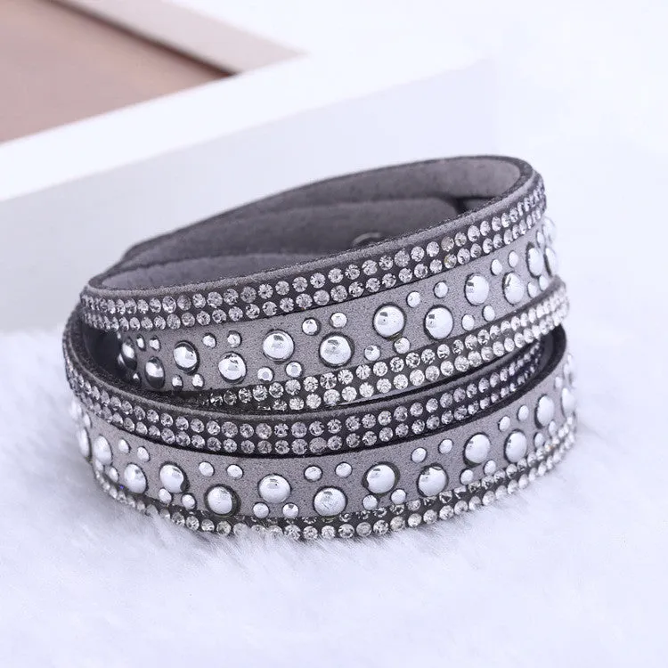 New foreign Aliexpress sell fashion and personality, selling leather hot drilling and multilayer bracelet