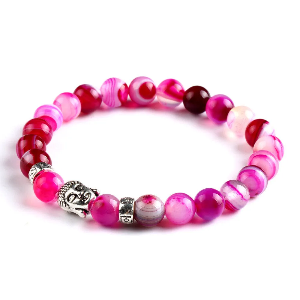 New Natural Stone bead Buddha Bracelets For Women and Men Silver Buddha White bracelet pulseras mujer Fine Jewelry