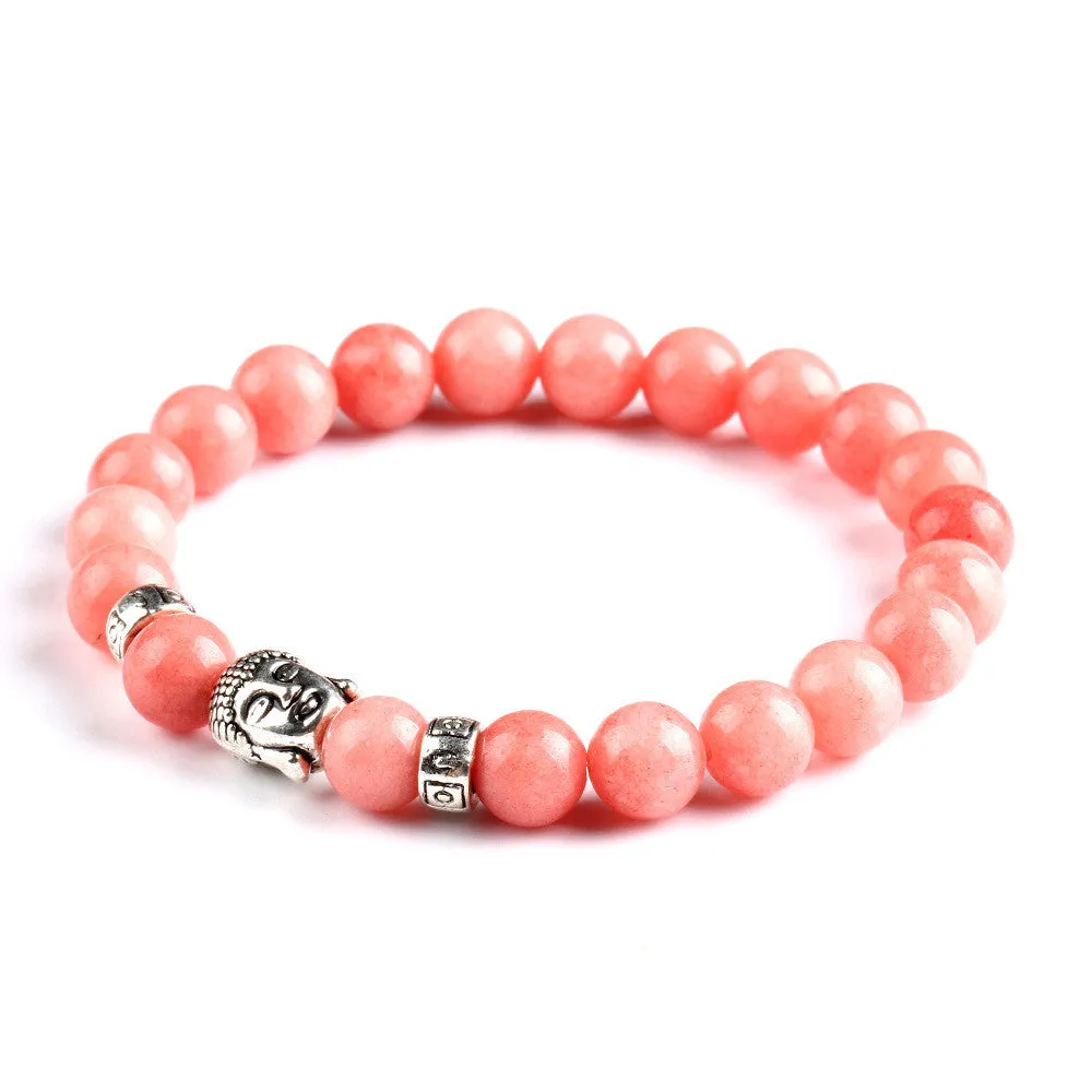 New Natural Stone bead Buddha Bracelets For Women and Men Silver Buddha White bracelet pulseras mujer Fine Jewelry