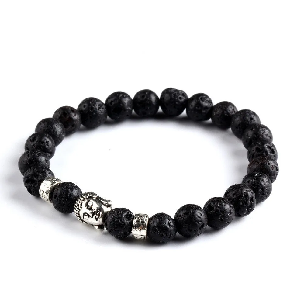 New Natural Stone bead Buddha Bracelets For Women and Men Silver Buddha White bracelet pulseras mujer Fine Jewelry