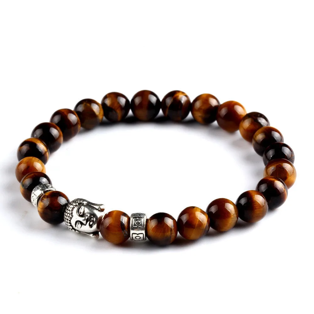 New Natural Stone bead Buddha Bracelets For Women and Men Silver Buddha White bracelet pulseras mujer Fine Jewelry