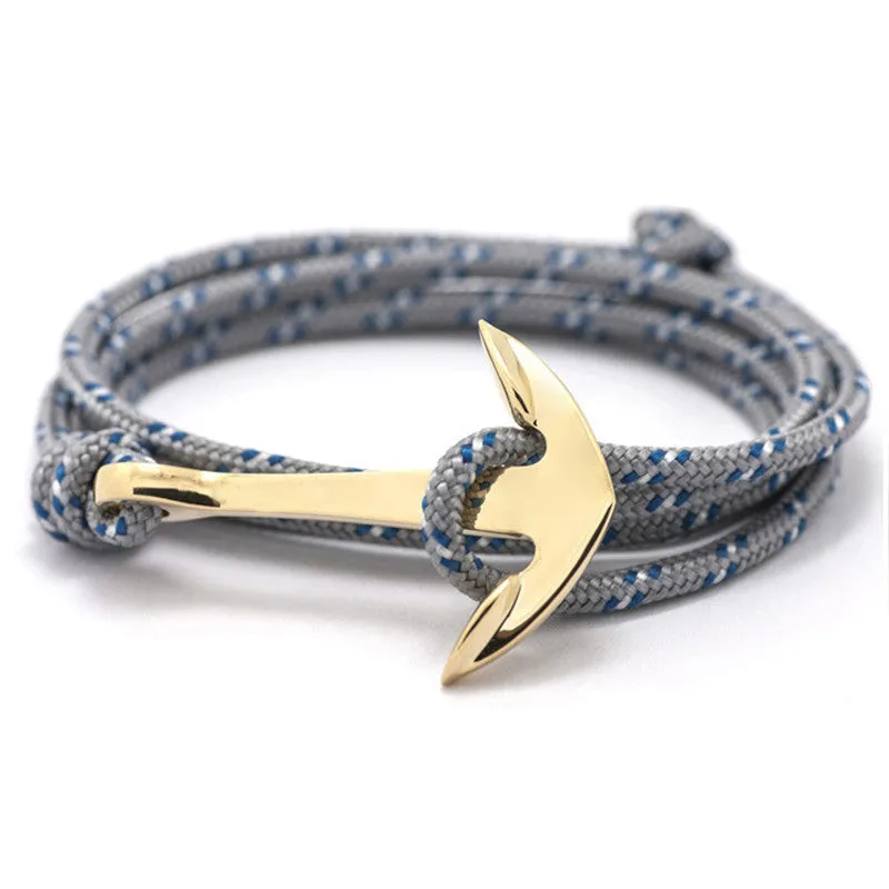 New Silver Alloy Anchor Bracelet Multilayer Leather Risers Bracelet for Women & Men