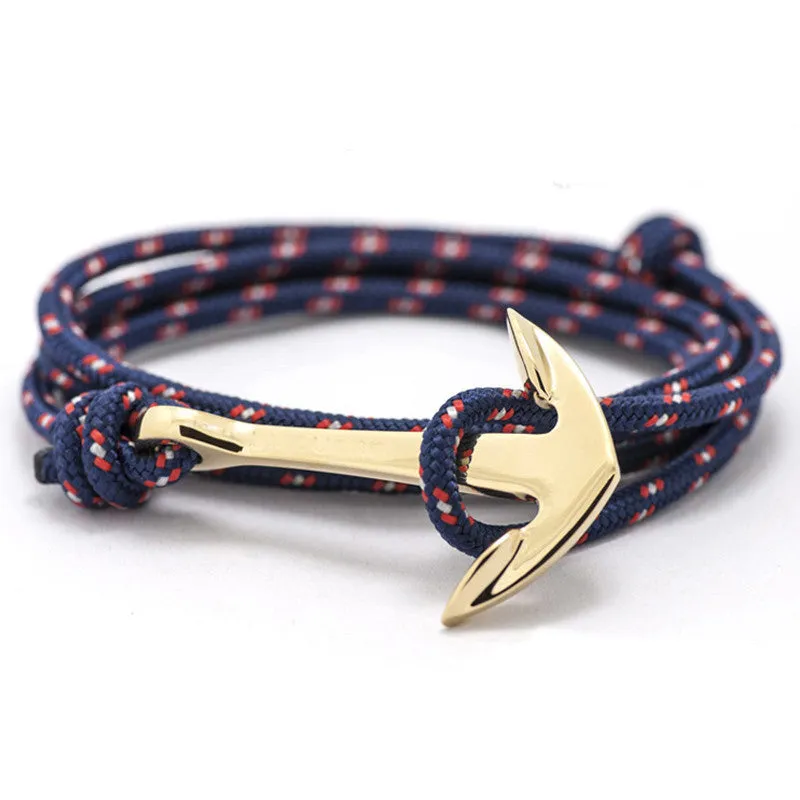 New Silver Alloy Anchor Bracelet Multilayer Leather Risers Bracelet for Women & Men