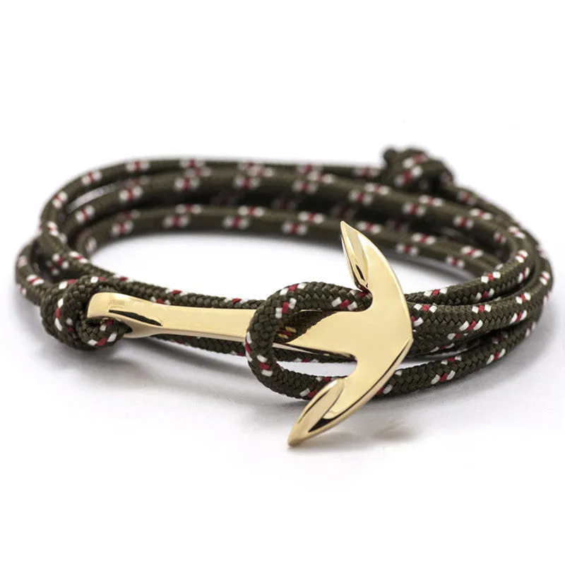 New Silver Alloy Anchor Bracelet Multilayer Leather Risers Bracelet for Women & Men