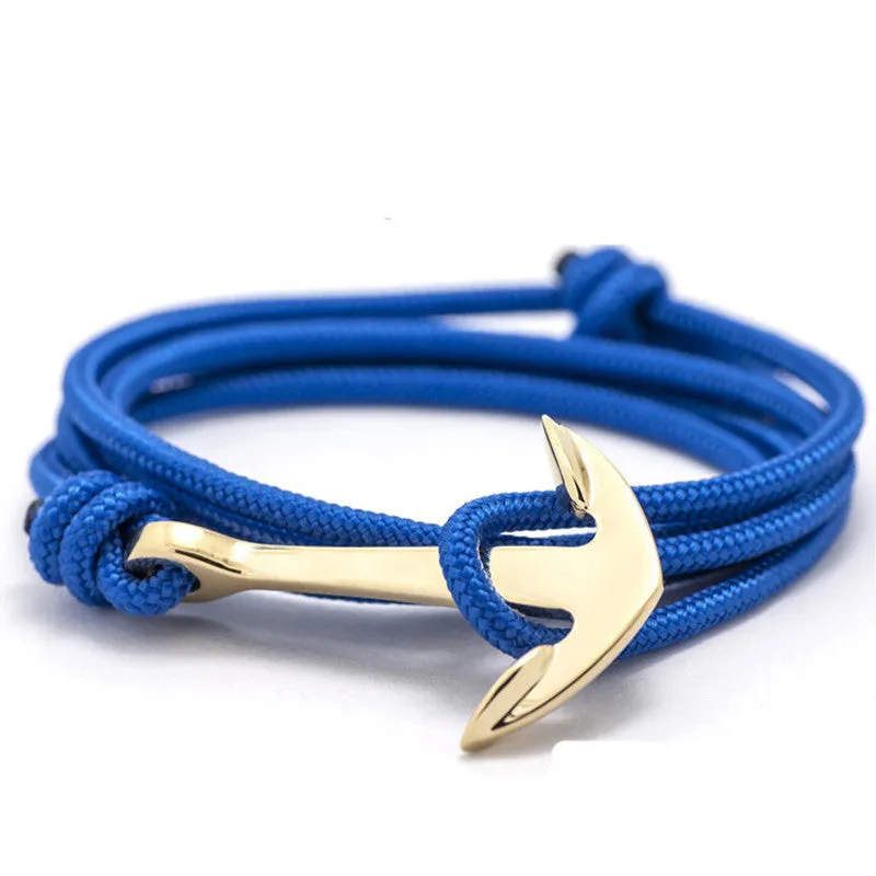 New Silver Alloy Anchor Bracelet Multilayer Leather Risers Bracelet for Women & Men