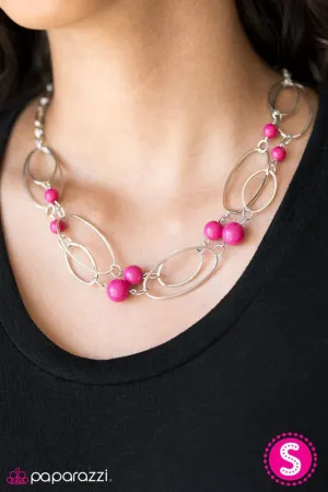 Paparazzi Necklace ~ Glam Theory - Pink