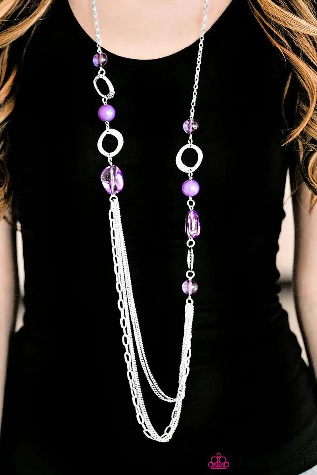 Paparazzi Necklace ~ Sassy and Glassy - Purple