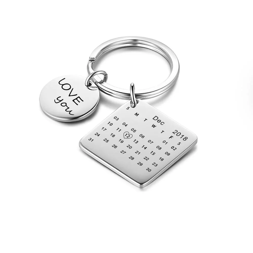 Personalized Customize Name And Date Stainless Steel Key Chains