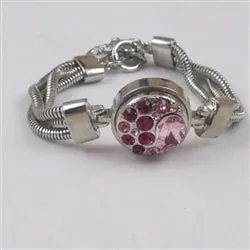 Pink Crystal Multi-stone & Silver Bangle Bracelet