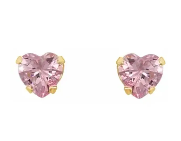 Pink Heart Studs