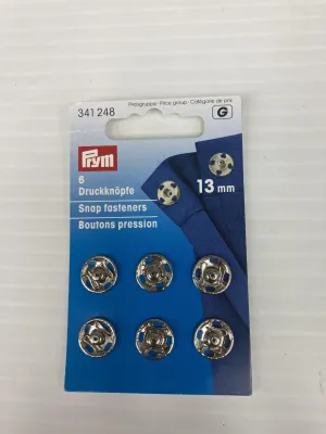 PRYM Press Studs (SEW-ON) SILVER 13mm-German Brand