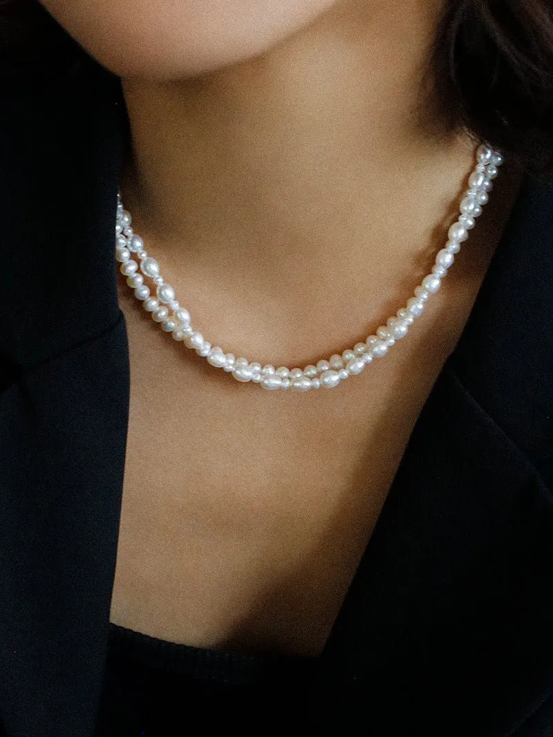 Pulldown Double-Layer Beaded Pearl Necklaces