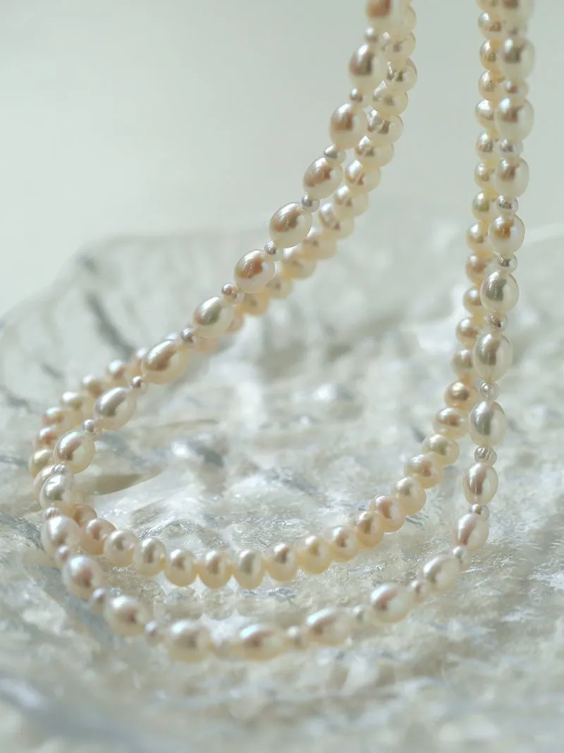 Pulldown Double-Layer Beaded Pearl Necklaces