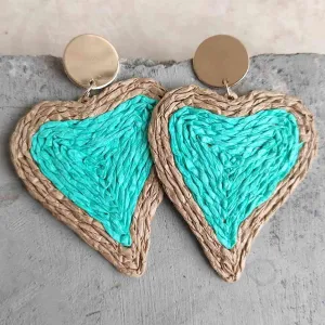 Raffia Grass Heart Earrings